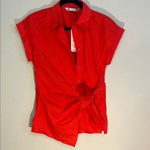 Zara Vibrant Red Button-Down Shirt